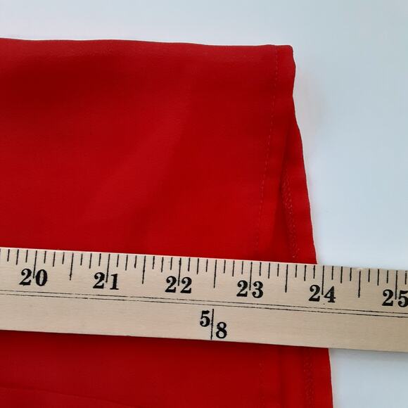 Vintage 80s Tuxedo Ruffle Blouse Cherry Red Peter Pan Collar Womens 6 Holiday - Picture 12 of 13